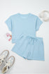 Active Loose Tee Drawstring Two Piece Short Sets