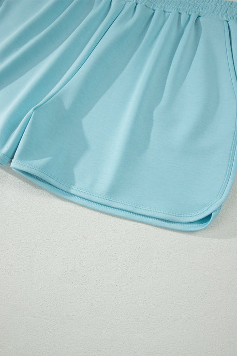 Active Mock Neck Half Sleeve Short Loungewear Set