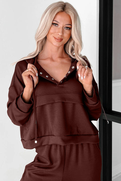 Active Solid Cropped Hoodie Drawstring Jogger Pant Set