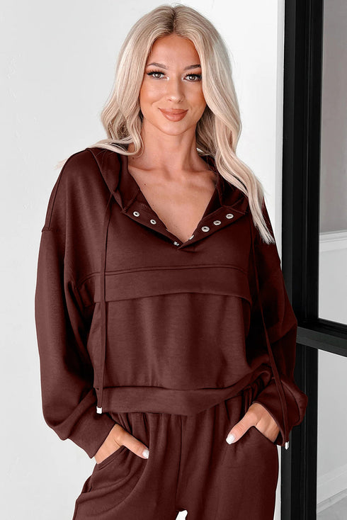 Active Solid Cropped Hoodie Drawstring Jogger Pant Set