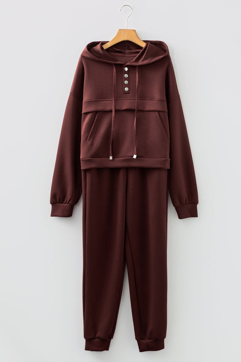 Active Solid Cropped Hoodie Drawstring Jogger Pant Set