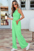 Active Solid Ribbed Tank Wide Leg Sweatpants Pant Set