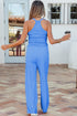 Active Solid Ribbed Tank Wide Leg Sweatpants Pant Set