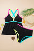 Active Textured Floral V Neck Crisscross Backless Tankini