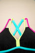 Active Textured Floral V Neck Crisscross Backless Tankini