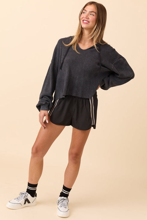 Active Varsity Striped Elastic Waist Athleisure Casual Shorts
