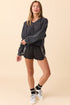 Active Varsity Striped Elastic Waist Athleisure Casual Shorts
