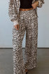 Leopard Print Wide Leg Full Length Pants