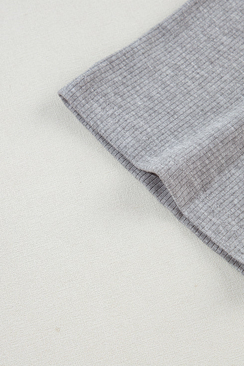 Solid Ribbed Loose Tunic Top And Slim Short Sets