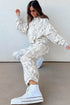 Abstract Print Long Sleeve Elastic Waist Pant Set