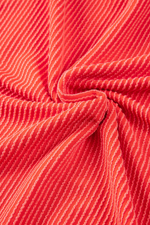 Corded Ribbed Knit Loose Fit Tee And Short Set