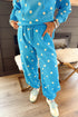 Polka Dot Hooded Drawstring Long Sleeve Loungewear Set