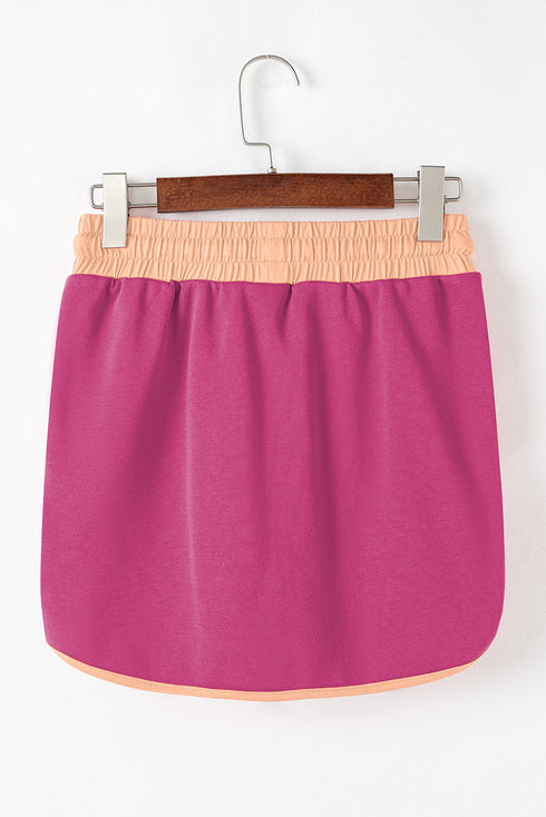 Paneled Loose Pullover And Lace Up Skort Two Piece Set