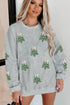 Sequin Tree Graphic Drop Shoulder Pullover Sweatshirt