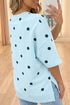 Polka Dot Print Crossed Seam Detail Oversized Tee