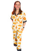 Pumpkin Print Polka Dot Trim Short Sleeve Pocket Loungewear Set