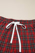 Plaid Slogan Embroidery Pocket Long Sleeve Lounge Set