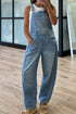 Adjustable Buckle Wide Leg Denim Barrel Jumpsuit