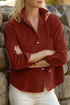 Adjustable Cuff Long Sleeve Plain Corduroy Shirt