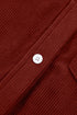 Adjustable Cuff Long Sleeve Plain Corduroy Shirt