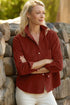 Adjustable Cuff Long Sleeve Plain Corduroy Shirt