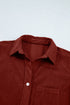 Adjustable Cuff Long Sleeve Plain Corduroy Shirt