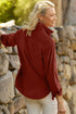 Adjustable Cuff Long Sleeve Plain Corduroy Shirt
