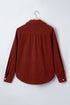 Adjustable Cuff Long Sleeve Plain Corduroy Shirt