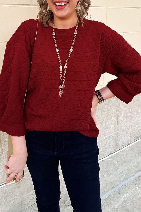 Adjustable Cuffs Round Neck Shift Tunic Blouse