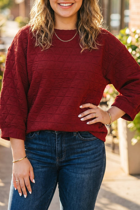Adjustable Cuffs Round Neck Shift Tunic Blouse