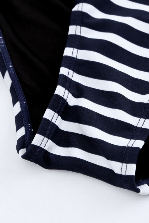 Adjustable Drawstring Blouson Hem Print Tankini Set