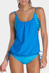 Adjustable Drawstring Blouson Hem Print Tankini Set