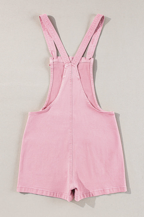 Adjustable Knot Strap Utility Pocket Denim Romper