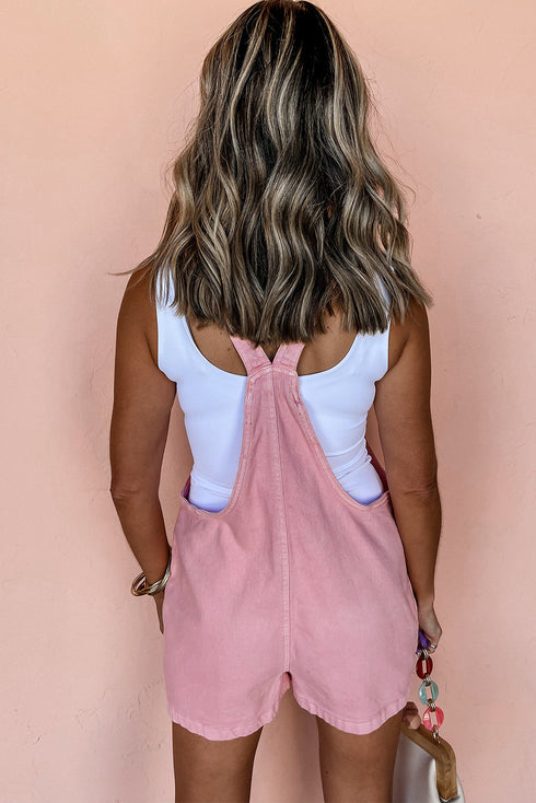 Adjustable Knot Strap Utility Pocket Denim Romper