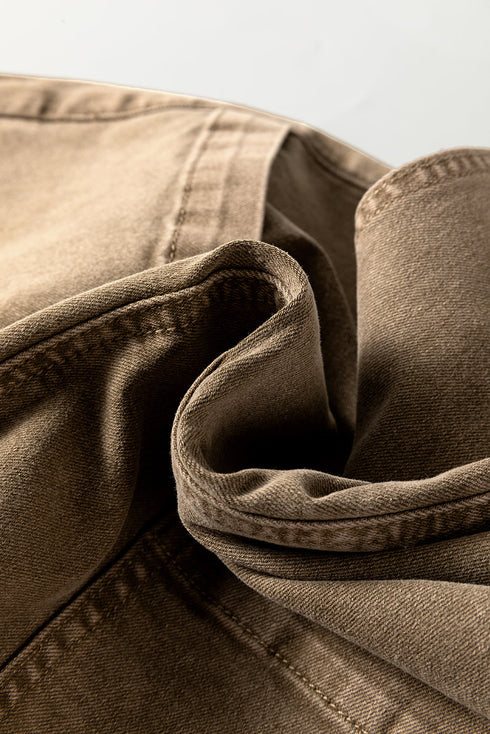 Adjustable Knot Strap Utility Pocket Denim Romper