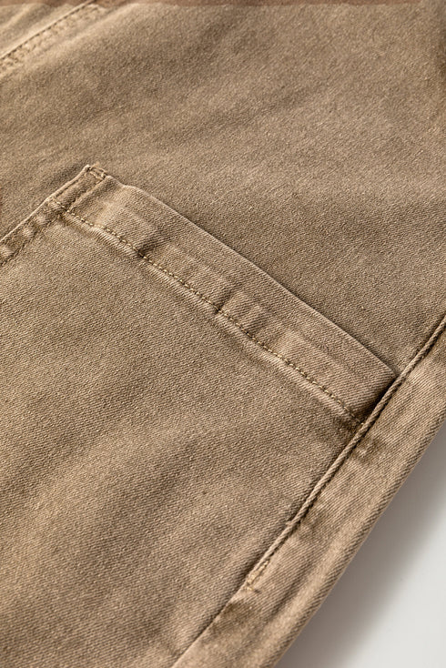 Adjustable Knot Strap Utility Pocket Denim Romper