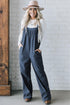 Adjustable Shoulder Straps Button Detail Corduroy Jumpsuit