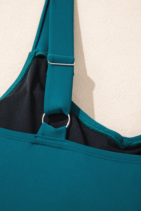 Adjustable Straps Cutout Ruched Knot Slit One Piece Swim Dress