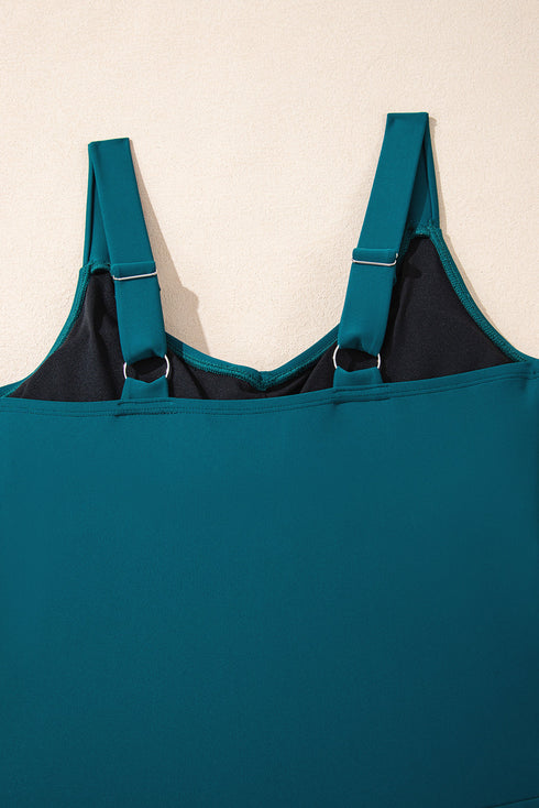 Adjustable Straps Cutout Ruched Knot Slit One Piece Swim Dress