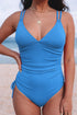Adjustable Straps Ribbed Knit One Piece Swimsuit