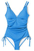 Adjustable Straps Ribbed Knit One Piece Swimsuit