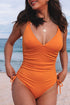 Adjustable Straps Ribbed Knit One Piece Swimsuit