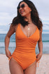 Adjustable Straps Ribbed Knit One Piece Swimsuit