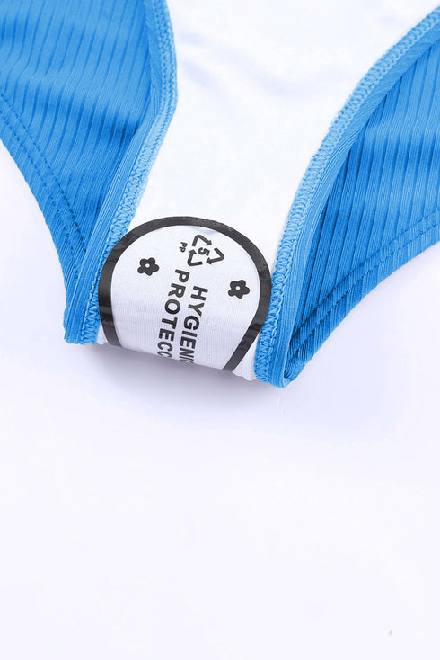 Adjustable Straps Ribbed Knit One Piece Swimsuit