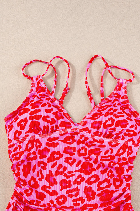 Adjustable Straps Ribbed Knit One Piece Swimsuit