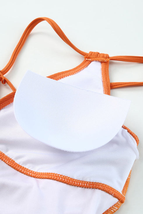 Adjustable Straps Ribbed Knit One Piece Swimsuit