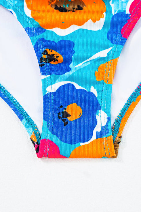 Adjustable Straps Ribbed Knit One Piece Swimsuit