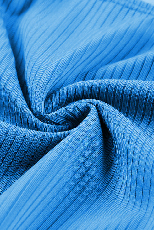 Adjustable Straps Ribbed Knit One Piece Swimsuit