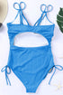 Adjustable Straps Ribbed Knit One Piece Swimsuit