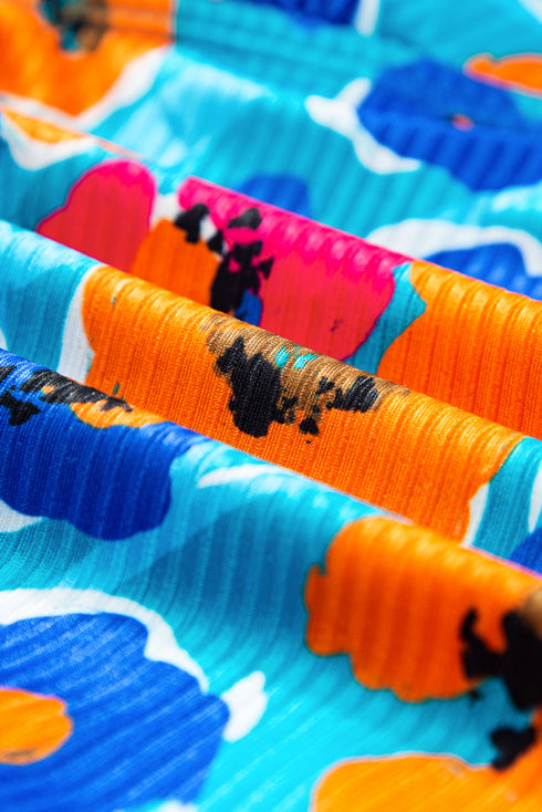 Adjustable Straps Ribbed Knit One Piece Swimsuit